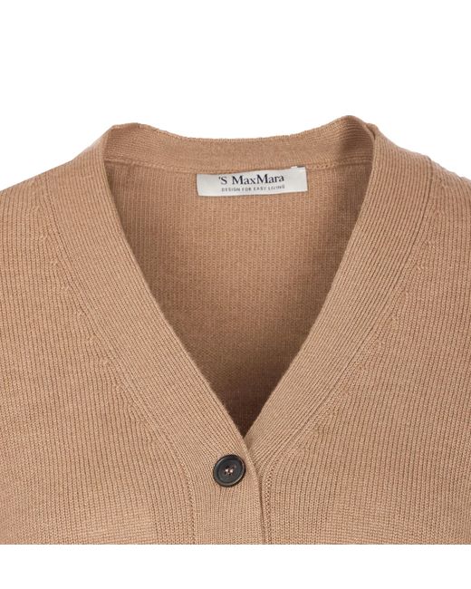 Max Mara Natural Apollo V-Neck Button-Up Cardigan