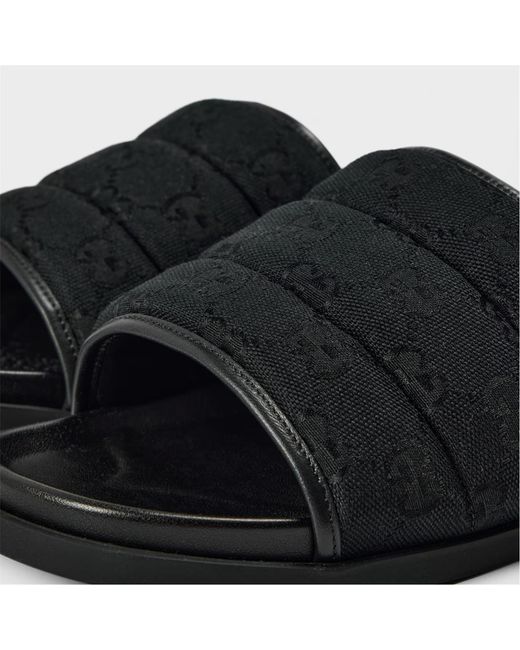 Gucci Black Logo Slippers for men