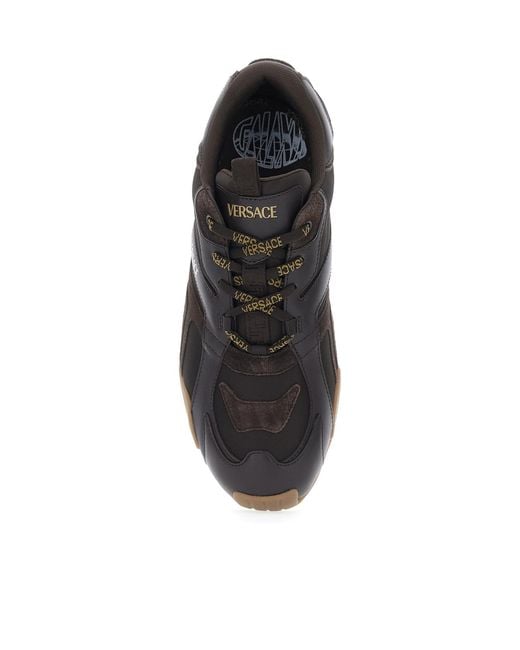 Versace Black Galaxia Panelled Lace-Up Sneakers for men