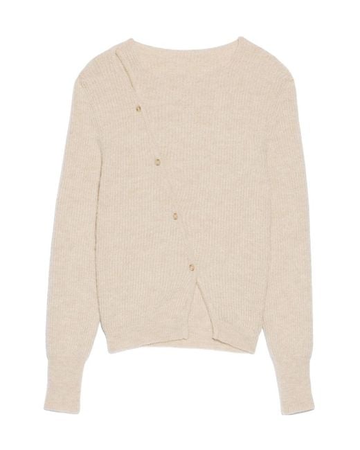 Jacquemus Natural La Pau Cut-Out Long-Sleeved Cardigan