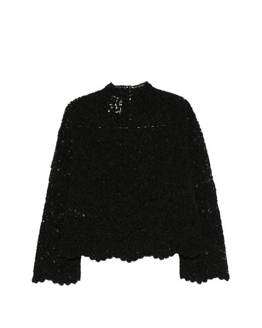 Semicouture Black Crocheted Pullover