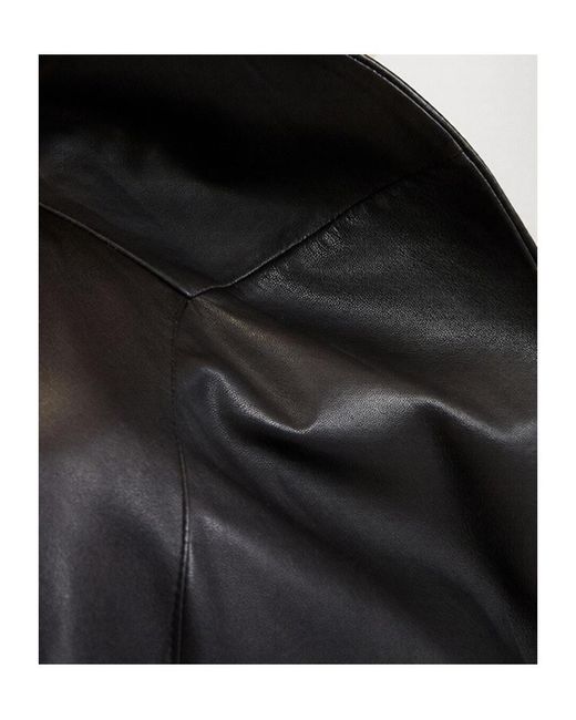 Marella Black Button-Front Leather Jacket