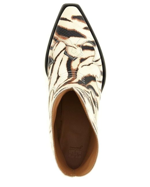 Ganni Metallic Western Ankle Boots