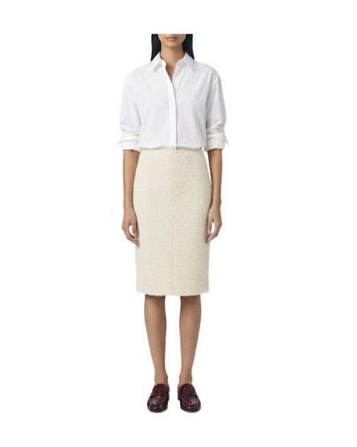 The Row White Malva Wool Blend Midi Skirt