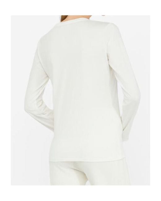 Liu Jo White Embellished V-Neck Long-Sleeved T-Shirt