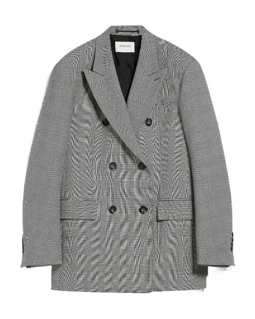 Sportmax Gray Double-Breasted Check Blazer