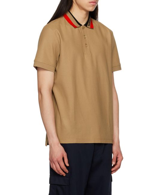 Burberry Brown Collar-Stripe Logo Piqué Polo Shirt for men