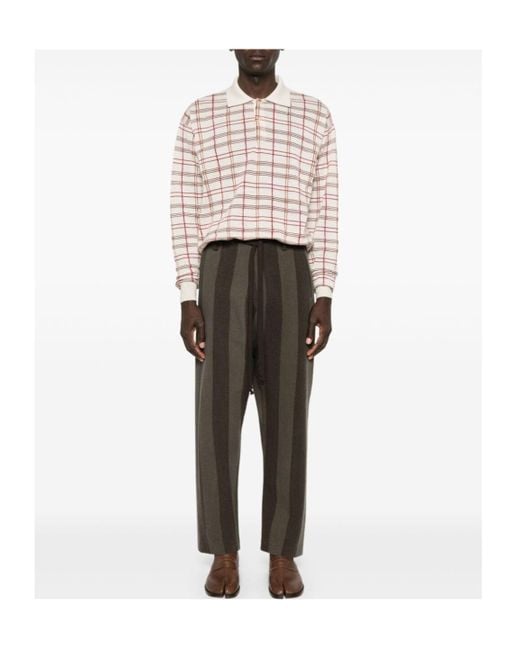 Uma Wang Black Tapered Leg Striped Trousers for men