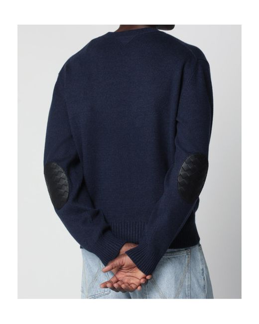 Bottega Veneta Blue Crew-Neck Long-Sleeve Knit Top for men