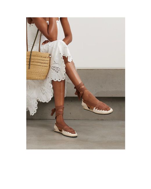 Loeffler Randall Brown Lace-Up Canvas Espadrilles