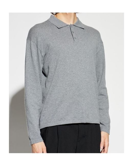 Lisa Yang Gray Lowen Polo Knitted Sweater for men