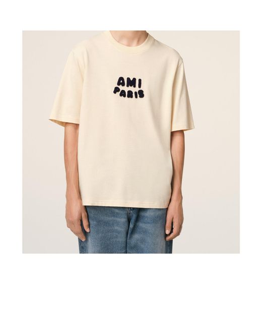 AMI Natural Logo Patch Crewneck T-Shirt for men