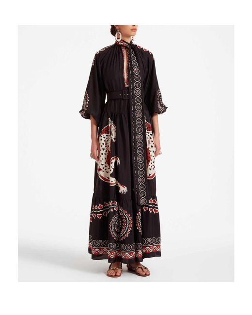 LaDoubleJ Black Athena Animal-Print Silk Dress