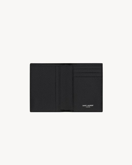 Saint Laurent Black Tiny Cassandre Credit Card Wallet for men