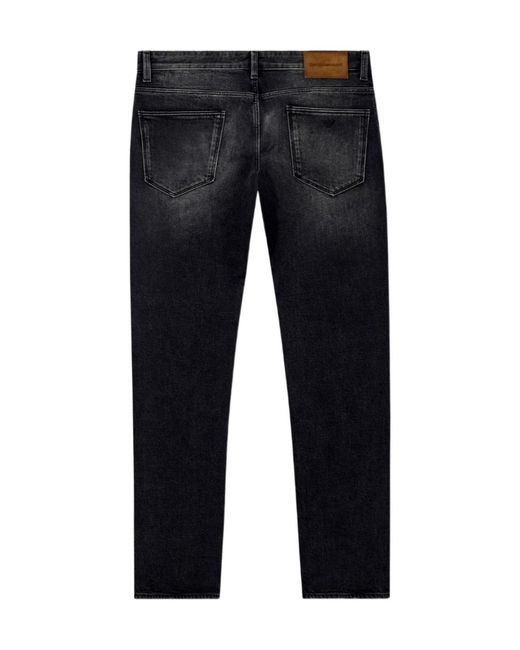 Emporio Armani Blue Five-Pocket Jeans Slim Fit Distressed With Paint Splatters for men