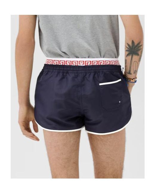 Versace Blue Double-Waistband Swim Shorts for men
