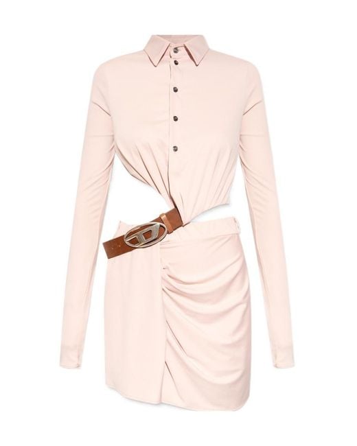DIESEL Pink D-Elm Asymmetric Shirt Dress