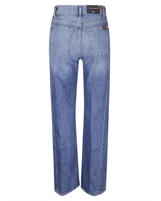 7 For All Mankind Blue Lotta Tailorless Wide-Leg Jeans