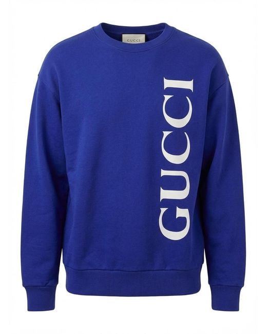 Gucci Blue Logo Print Sweatshirt for men