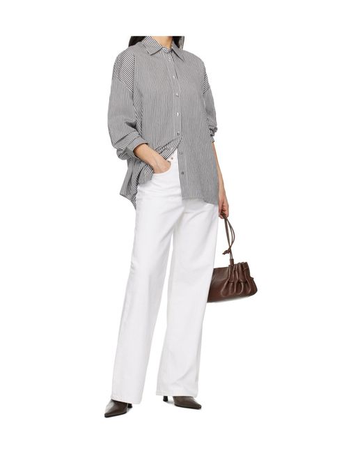 Agolde White Denim Trousers With Belt Loops