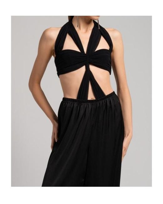 Philosophy Di Lorenzo Serafini Black Draped Cutout Bodysuit