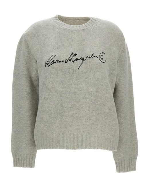 MM6 by Maison Margiela Gray Cropped Jumper