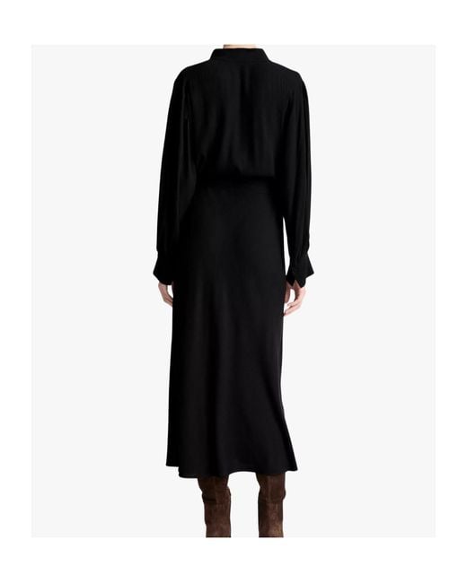 Vince Black Button Long-Sleeve Dress
