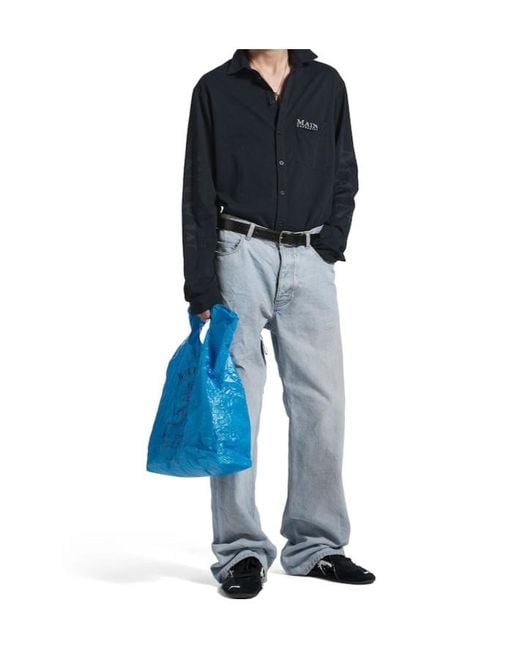 Balenciaga Blue Distressed Relaxed Fit Jeans for men