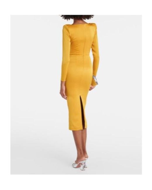 Alex Perry Yellow Flowing Midi Dress