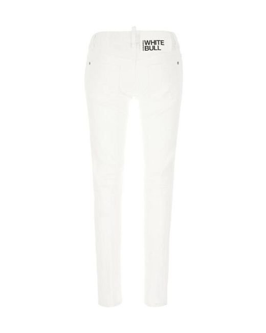 DSquared² White Jennifer Logo-Patch Skinny Jeans