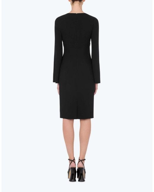 Moschino Black Smiley Buckled V-Neck Dress