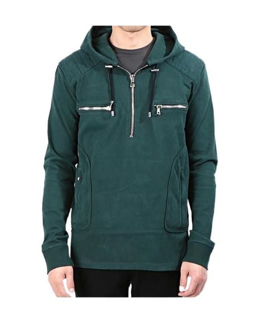 Balmain Green Zip-Up Hoodie T-Shirt for men