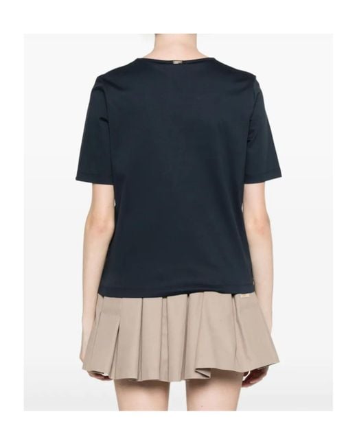 Herno Blue Side Slits Cotton T-Shirt