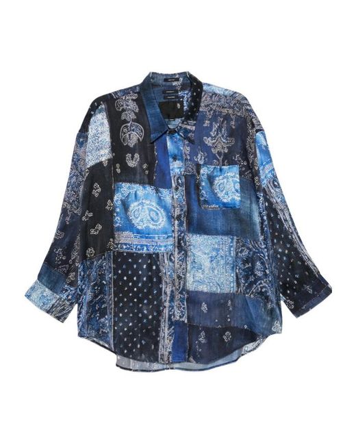 R13 Blue Patchwork Bandana Printed Shirt