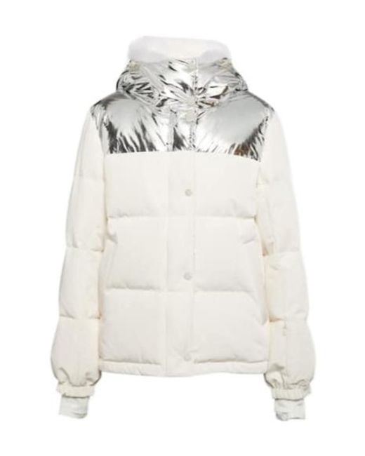 Yves Salomon White Shearling-Trimmed Down Jacket