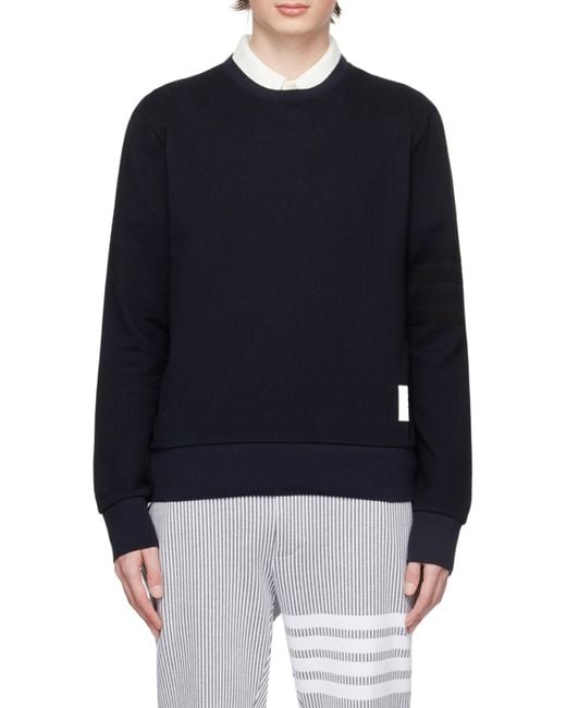 Thom Browne Black Bar Crewneck Sweatshirt for men