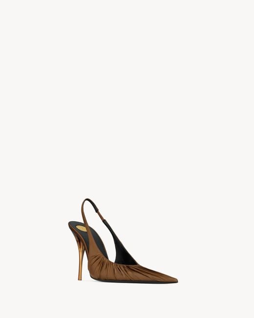 Saint Laurent Brown Pointed-Toe High-Heeled Sandals