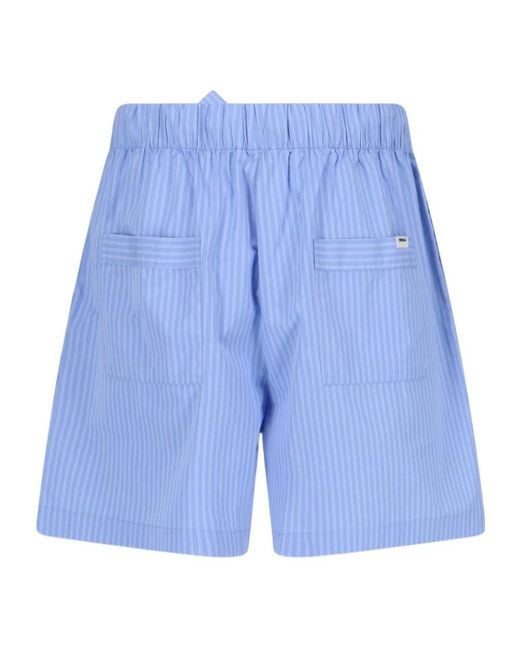 Tekla Blue Pinstriped Drawstring Shorts for men