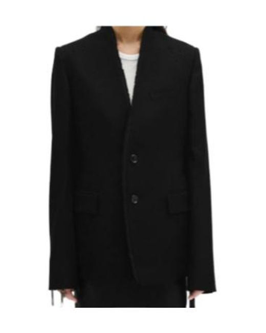 Ann Demeulemeester Black Single-Breasted Blazer Coat