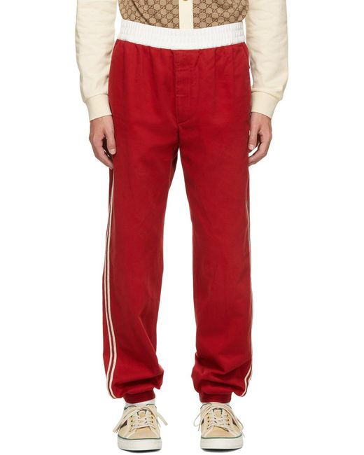 Gucci Red Military Drill Buckled Pants for men
