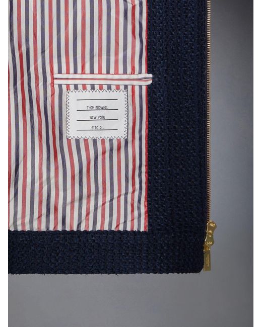 Thom Browne Blue Rwb-Striped Tweed Bomber Jacket for men