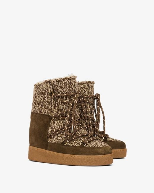 Isabel Marant Brown Nowla Wedge Snow Boots