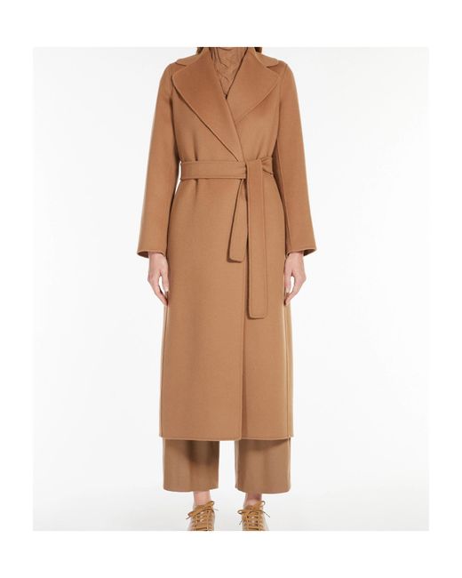 Max Mara Natural Wool Drap Wrap Coat