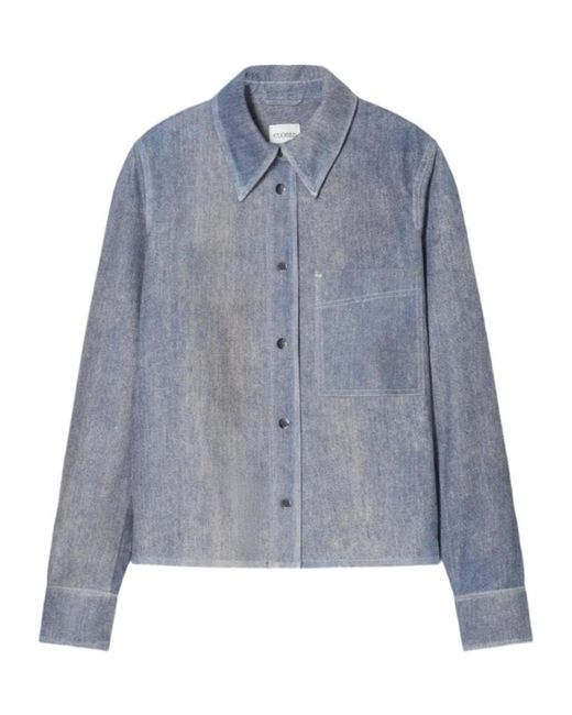 Closed Blue Press-Stud Leather Jacket