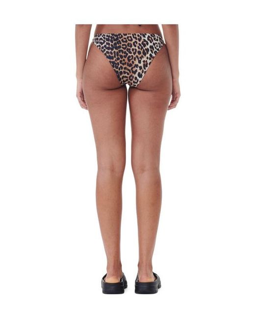 Ganni Black Recycled Leopard Printed Emblem Mini Briefs