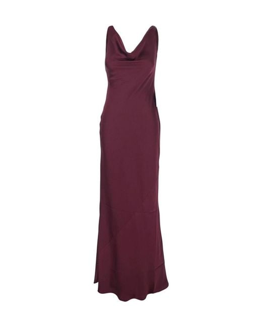 Norma Kamali Purple Draped Asymmetric Long Dress