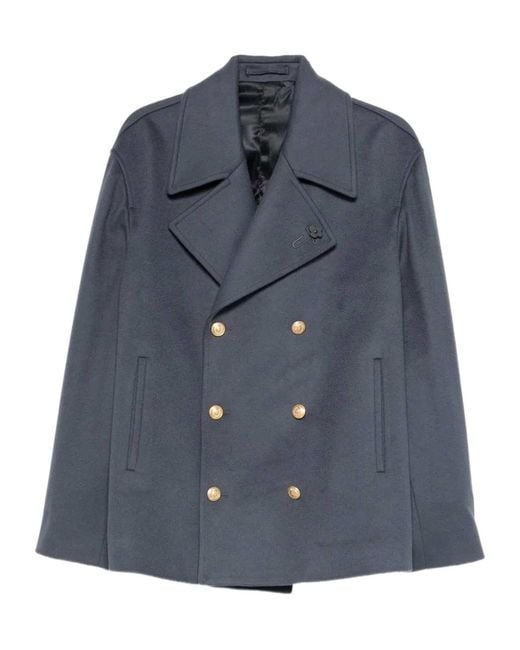 Lardini Blue Double-Breasted Coat for men
