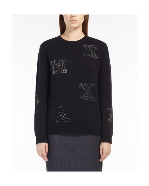 Max Mara Blue Logo Cashmere Sweater
