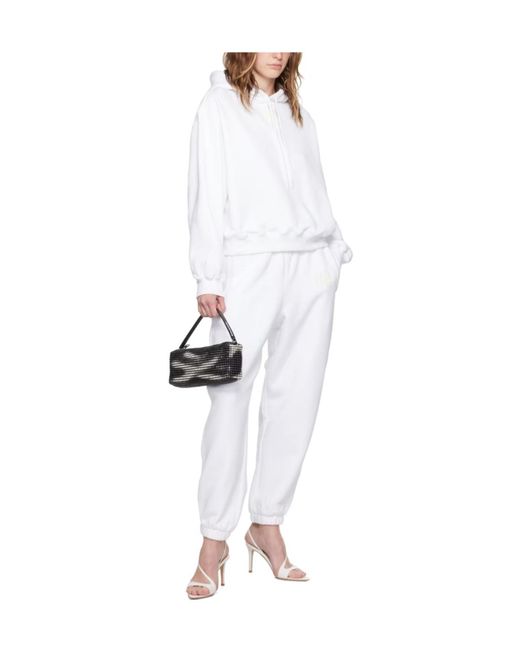 T By Alexander Wang White Logo Printed Drawstring Hoodie