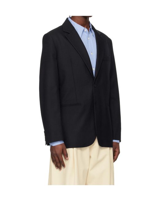 Studio Nicholson Blue X Aaron Levine Collaboration Burlington Long-Sleeved Blazer for men